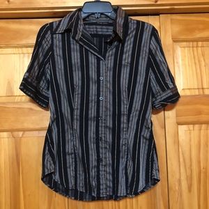 New York & Company black and gold striped top